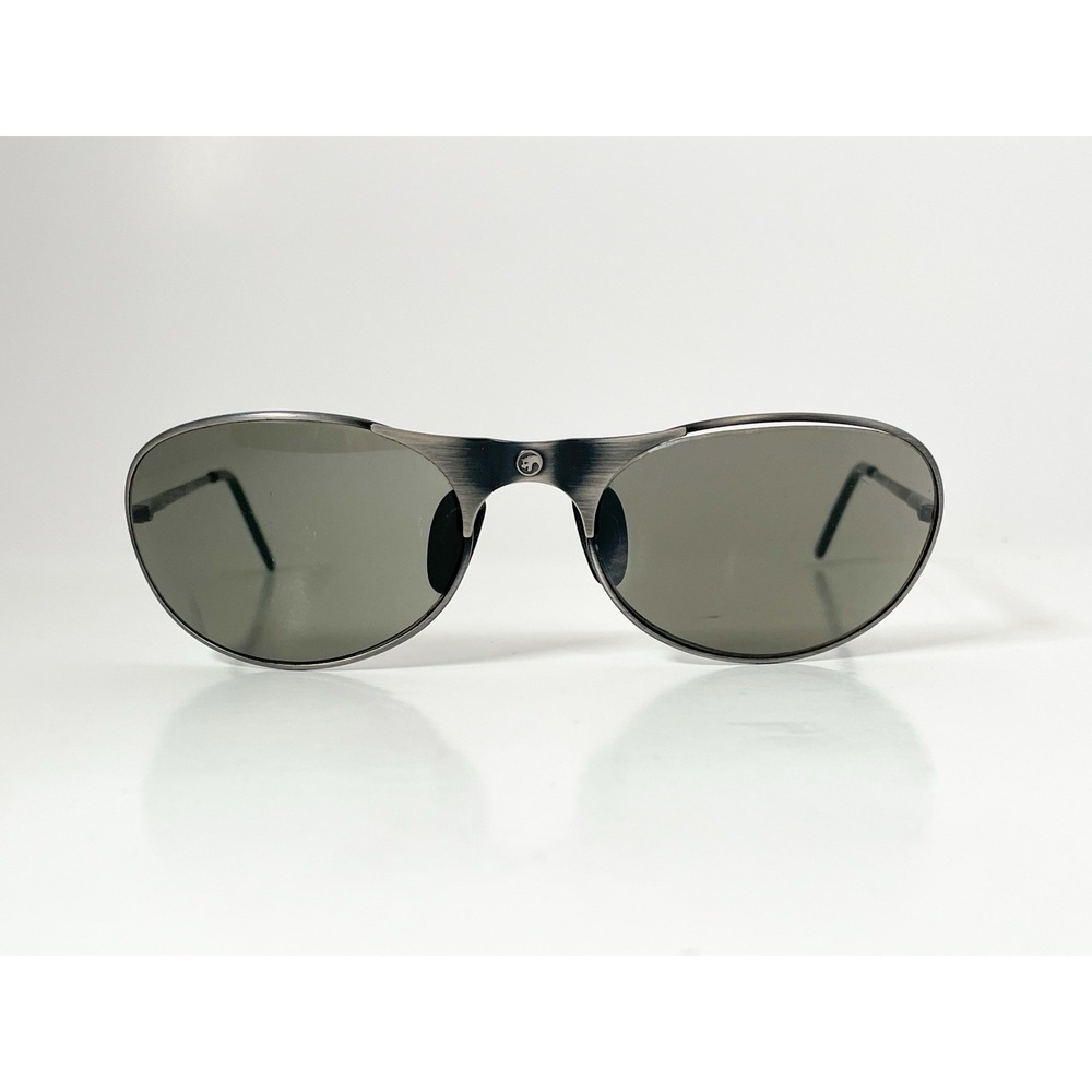 Vintage Gargoyles USA Helios Sunglasses Made in Italy Brushed Metal Gray Oval